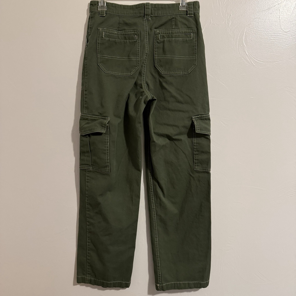 Y2K Full Tilt Women’s Wide Leg Cargo Pants Army Green Size Small 100% Cotton - Picture 7 of 8